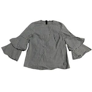 J. McLaughlin Black and White Checkered Blouse Size XS